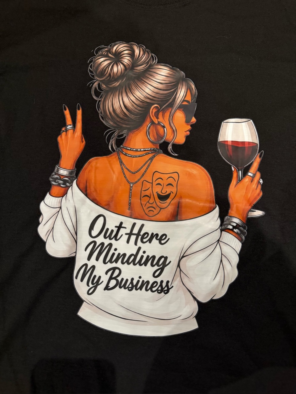 NEW "Out Here Minding My Business" Wine Graphic Tee | 100% Cotton | 2XL